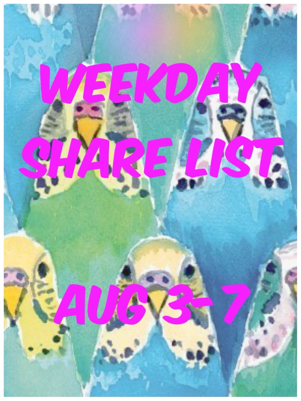 🌈Share With Color Weekday Share List🌈